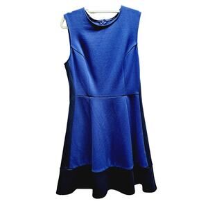 Royal Blue Navy Knee length sleeveless summer back zipper fit flare dress Md